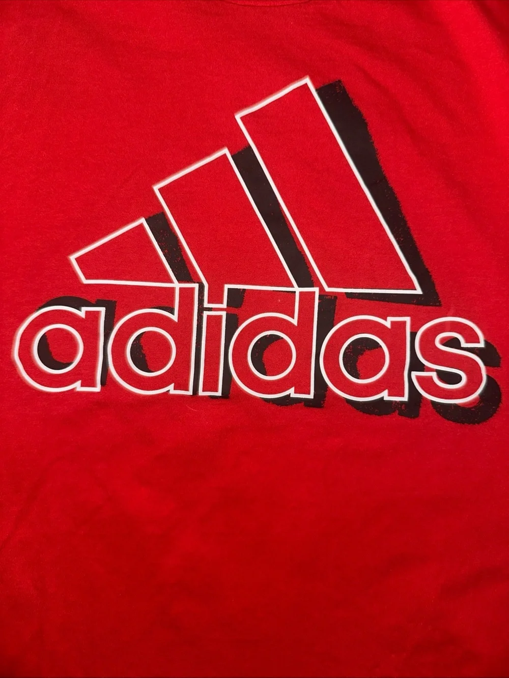 ADIDAS Boy’s Cotton Red Signature Stripes Long Sleeve Logo T-Shirt Size XL 18/20